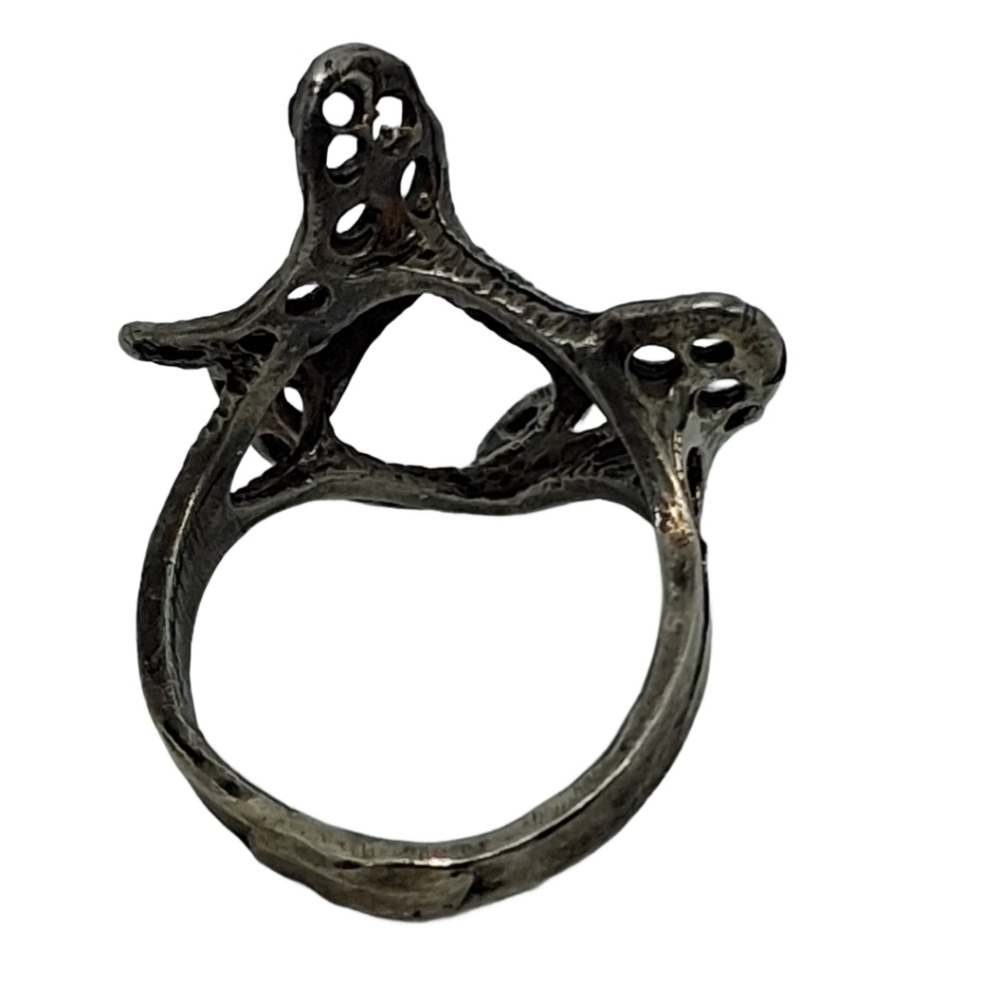 Brutalist Sterling Silver Openwork Statement Ring… - image 5